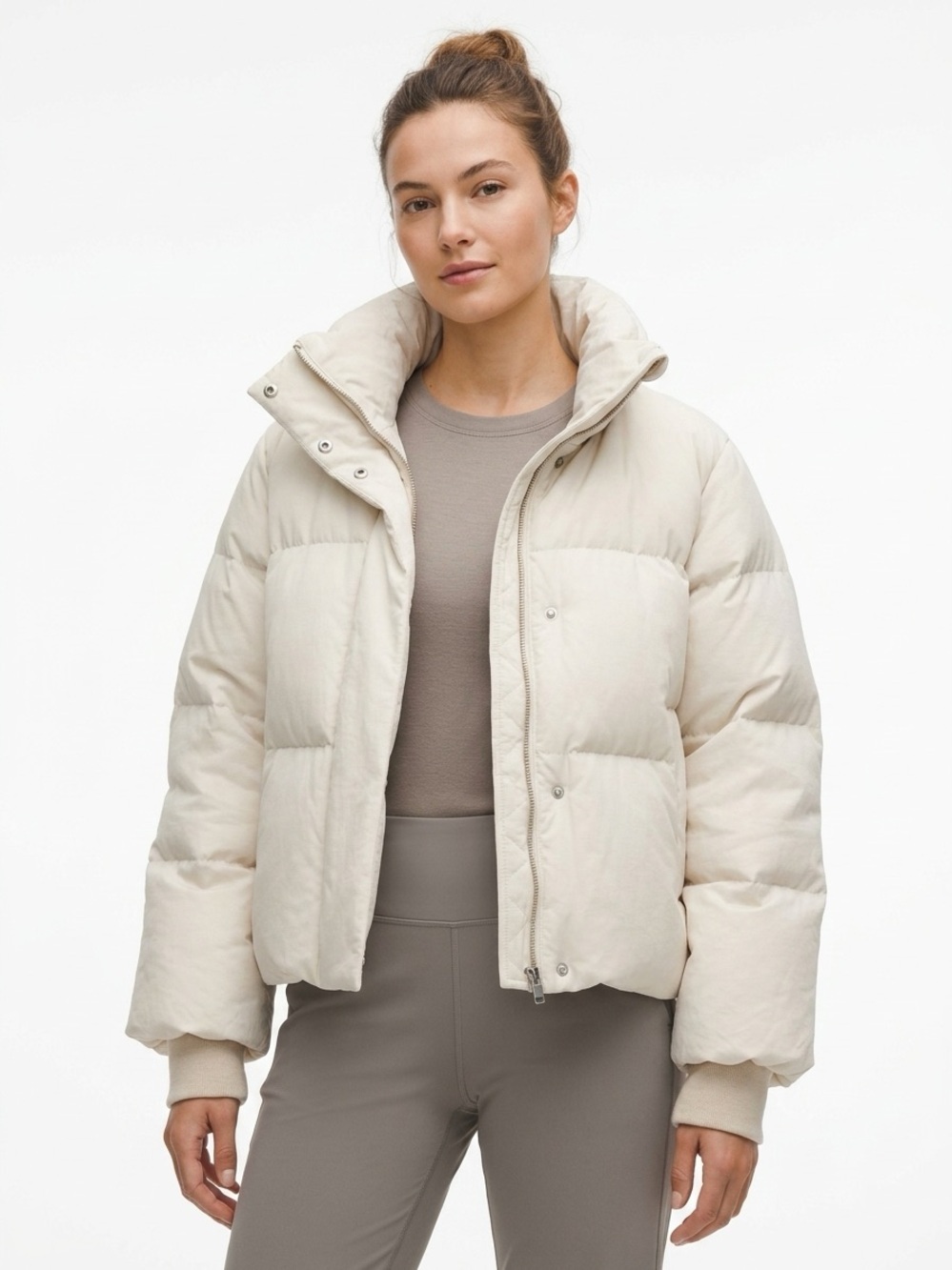 Banana Republic Alps Oversized Down Puffer Jacket Transition Cream S 700-Fill